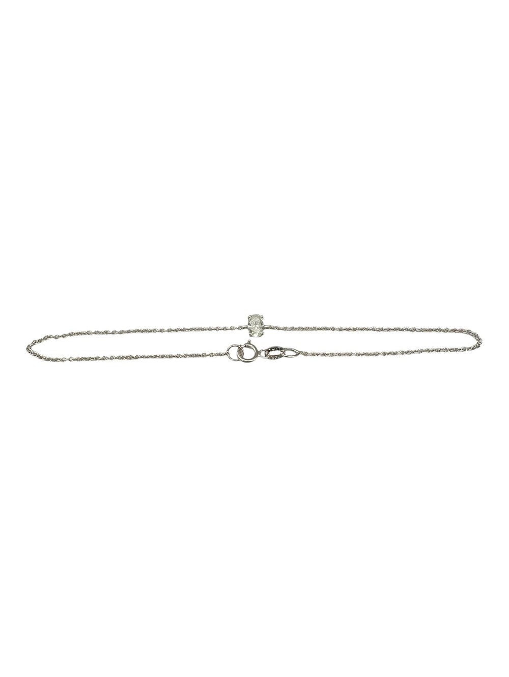 Single Diamond Bracelet 14kt White Gold 0.10ct GH SI Oval